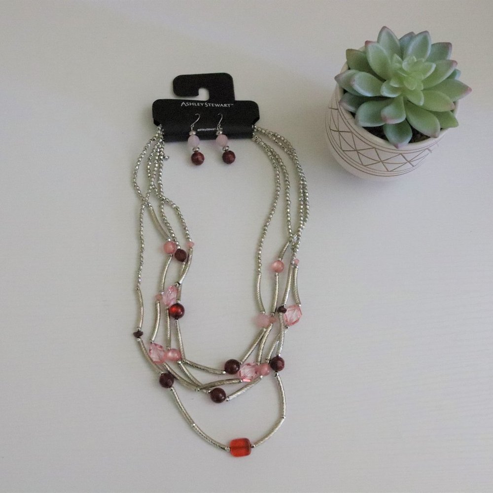 Brand New! Silver beaded Necklace Set